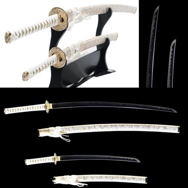 Samurai Sword WHITE KINUN DAISHO SET Katana＆Wakizashi
