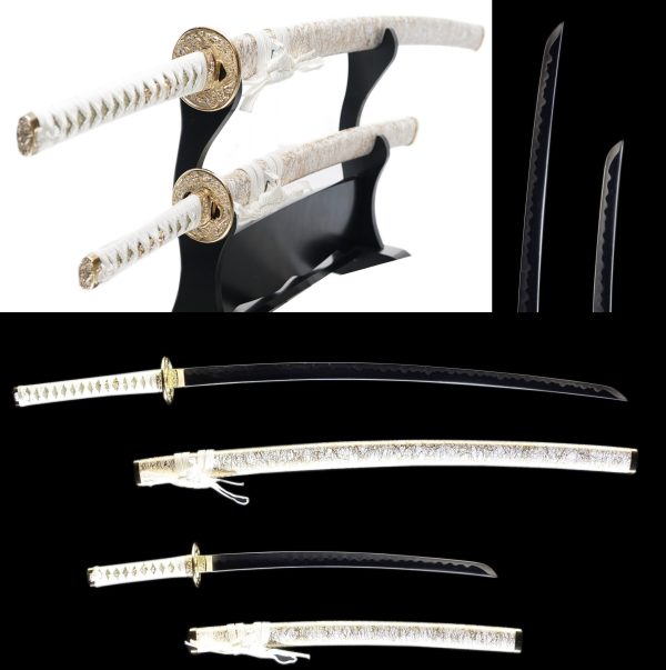 Samurai Sword WHITE KINUN DAISHO SET Katana＆Wakizashi