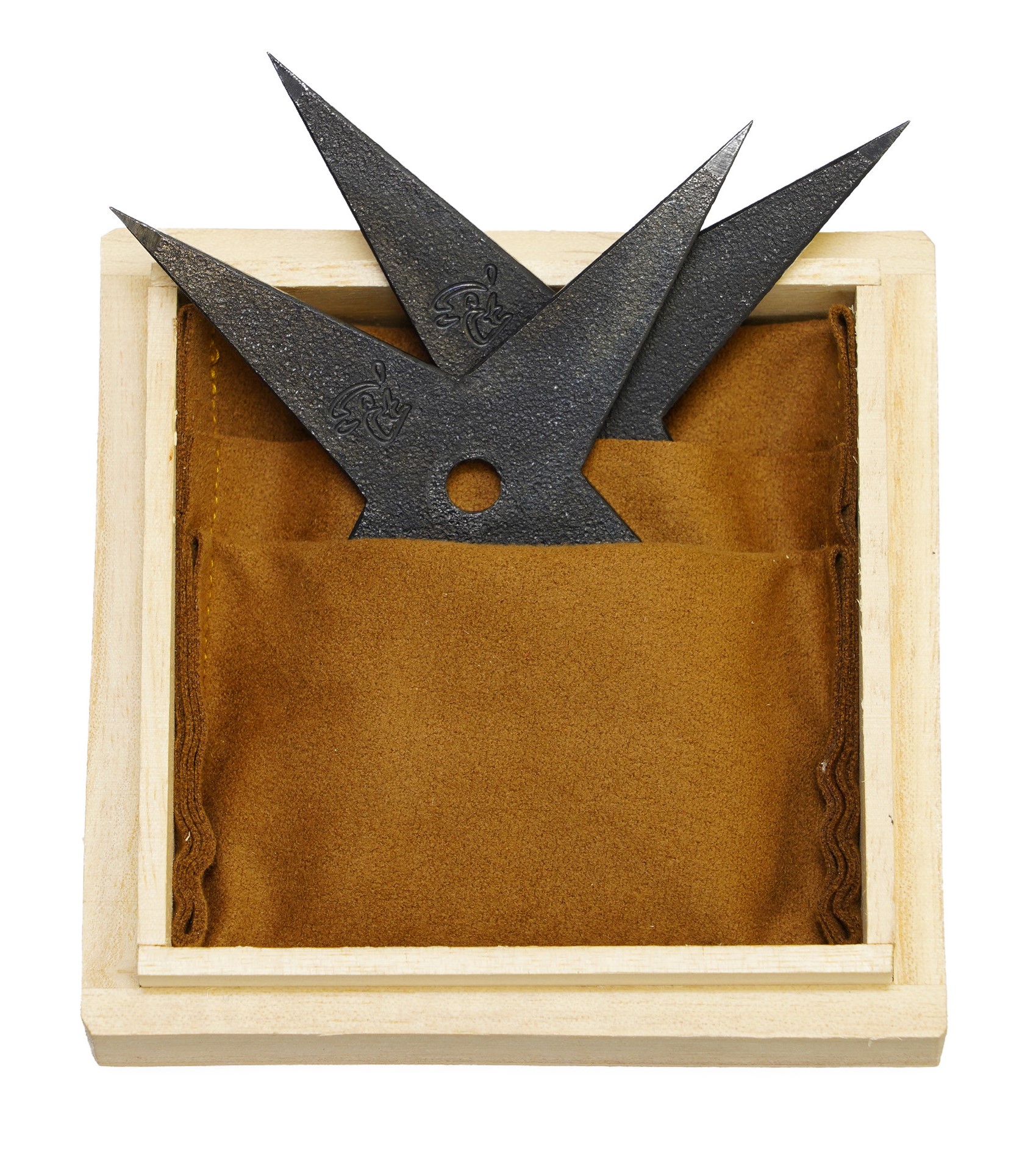 Real Ninja Shooting Stars Shuriken (Two Ninja Stars, Wooden Box