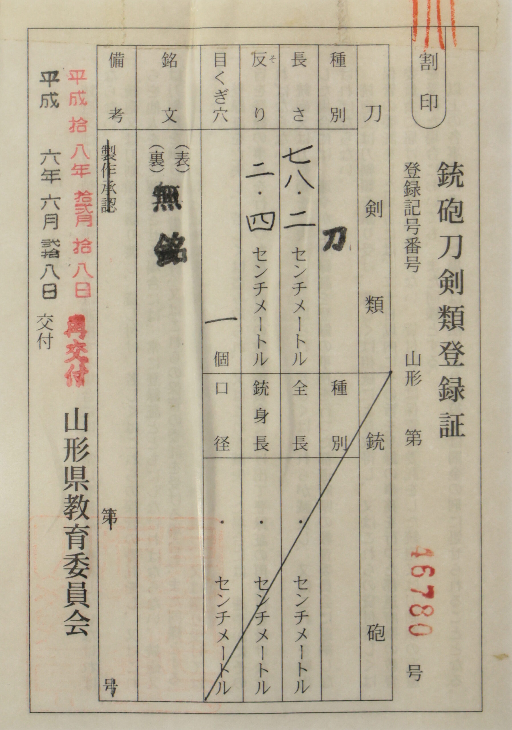 Antique Japanese Sword Katana Unsinged<br>No Certificate<br>(#Yamagata 46780) - Image 12